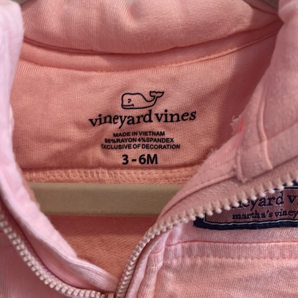 Vineyard Vines Baby Girl Pink Sweatshirt 3-6 months Half Zip - Picture 3 of 4